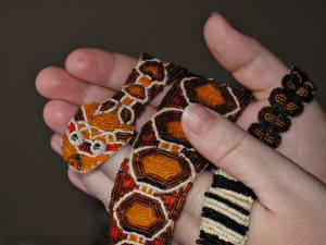 view of hand detail of the beaded vest