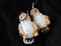 view of the beaded owl earrings